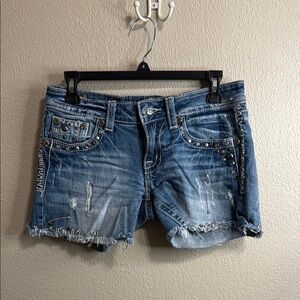 Miss Me Women's Blue Denim Studded Shorts SZ 27